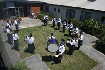 From upstairs looking down into the courtyard